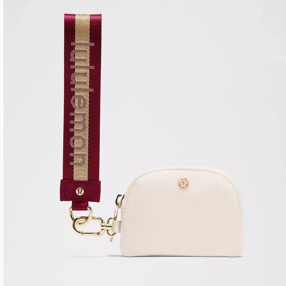 New Lululemon Dual Pouch Wristlet Deep luxe/Gold/Bone - Picture 4 of 4
